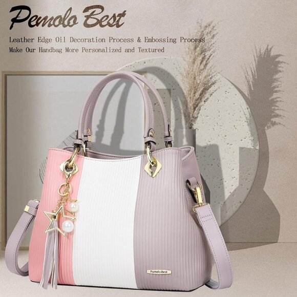 Handbags for Women with Multiple Internal Pockets in Pretty Color Combination, W - Picture 3 of 8